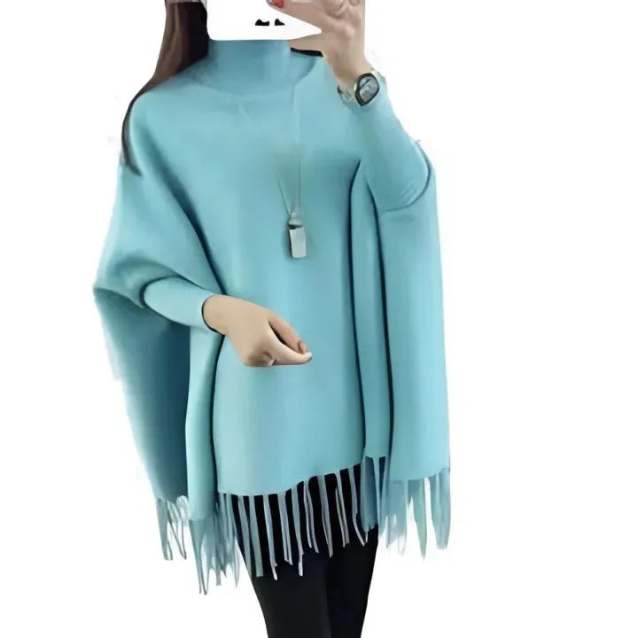 Winter Fleece Poncho for Women - Black