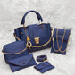 5 Pcs Women's PU Leather Plain Hand Bag Set
