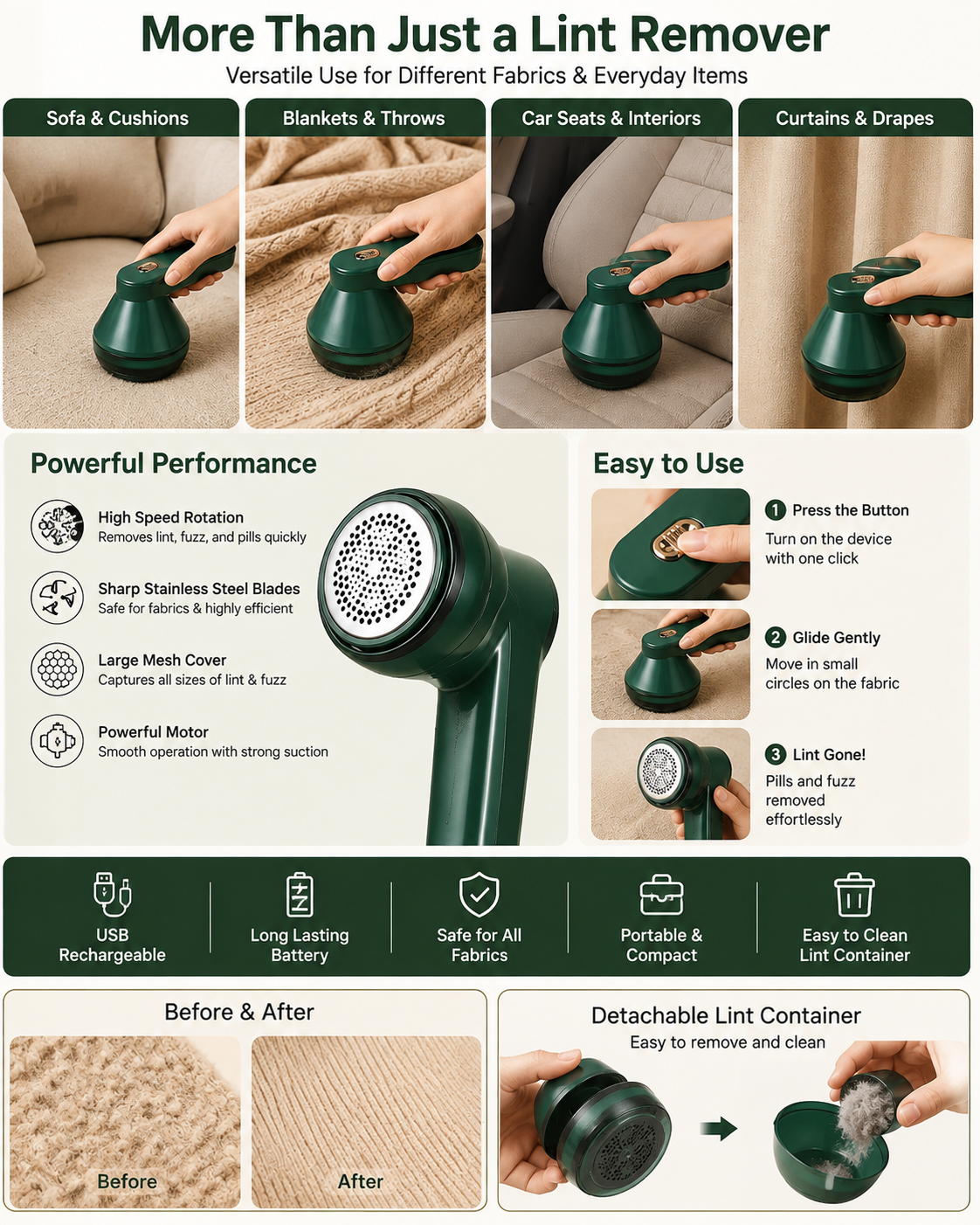 Rechargeable Electric Fabric Lint Remover